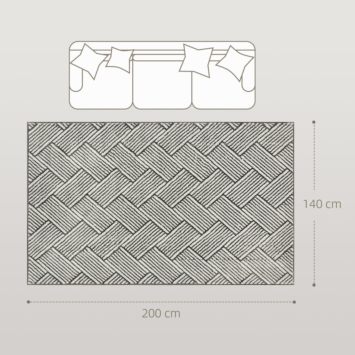 Tapis salon 200 x 140 cm poils courts lavable en machine hypoallergénique pour salon, chambre à coucher, bureau, gris-2