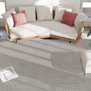 Tapis salon 160 x 120 cm, tapis à poils épais géométrique, moelleux et antidérapant, gris-7