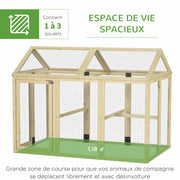 Enclos poulailler en bois, 1,18 m², naturel-5