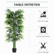 Bambou Artificiel XXL 1,80H m arbre artificiel Feuilles denses réalistes Pot Inclus Noir Vert-5