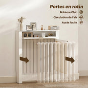 Cache-radiateur placard rabattable rotin-3