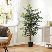 Ficus bonsaï artificiel 130 cm, tronc liane, pot lichen-7