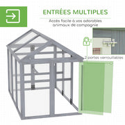 Enclos poulailler en bois, 1,18 m², gris-3