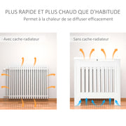 Cache-radiateur couverture radiateur grille d'aération verticale à lattes 78L x 19l x 81H cm en bois Blanc-3