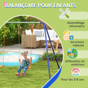 Balançoire portique balançoire pour enfants avec 2 siège de balançoire structure en métal charge max. 90 kg multicolore-6