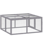Clapier Lapin Extérieur Enclos Lapin Pliable en Bois Toit Ouvrant et Poignée pour Poule Canard 110x105x50cm Gris-0