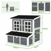 Poulailler XL en bois, nichoir 3 compartiments, 100 x 86 x 100 cm-3