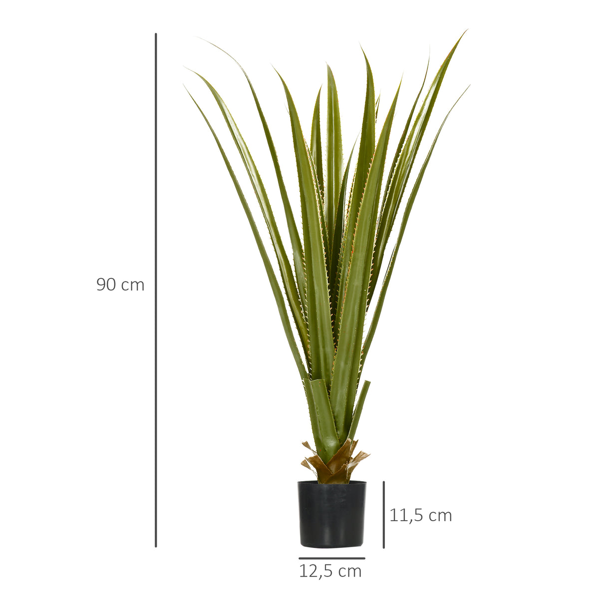 Agave artificiel 90 cm, 16 feuilles, pot ciment-4