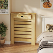 Couvercle de radiateur cache radiateur grille à lattes horizontales avec 2 tiroirs en bois 78l x 19P x 95,5H cm chêne-7