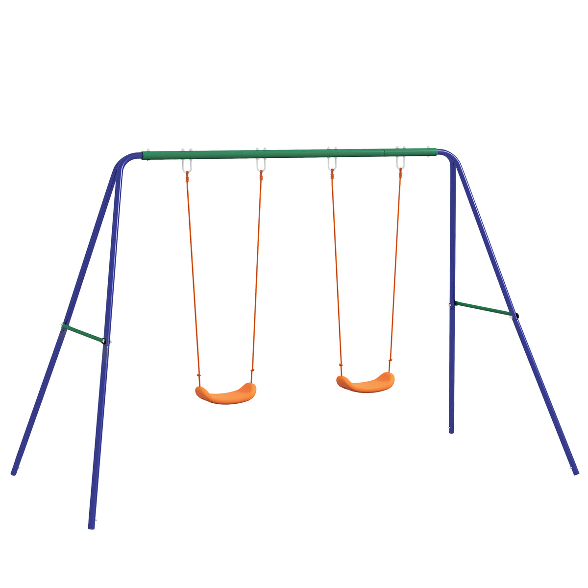 Balançoire portique balançoire pour enfants avec 2 siège de balançoire structure en métal charge max. 90 kg multicolore-0