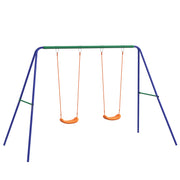 Balançoire portique balançoire pour enfants avec 2 siège de balançoire structure en métal charge max. 90 kg multicolore-0