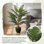 Fougère artificielle 90 cm en pot, branches flexibles, intérieur et extérieur-3