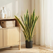 Sansevieria artificielle 77 cm, 21 feuilles, pot noir-1