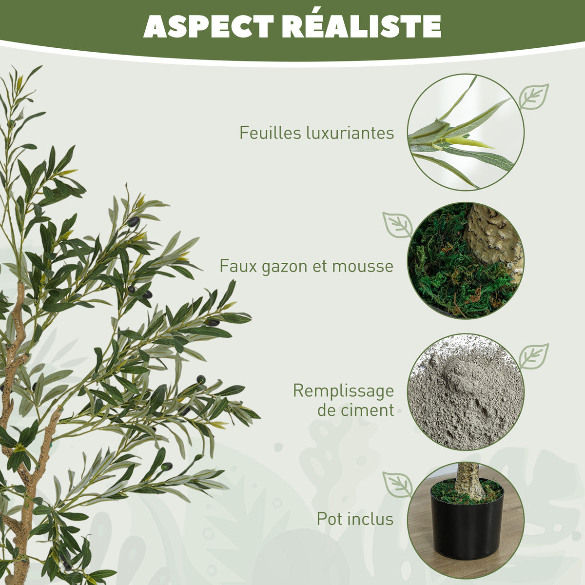 Olivier artificiel 150 cm plante artificielle intérieur, fausse plante décoration pour maison, bureau, salon, chambre-3