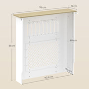 Couvercle de Radiateur en Bois à Lattes avec Détails Croisés et Étagère Supérieure, 78 x 19 x 81 cm, Blanc-2