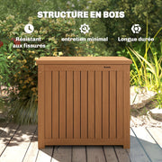 Coffre de Rangement Boîte de Jardin 130L Doublure Amovible pour Coussins et Outils Bois Massif Brun-6