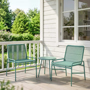 Salon de Jardin Extérieur 3 Pièces en Résine Tressée et Acier, Table de Jardin Ronde avec 2 Chaises, 58x67x75cm, Vert-1