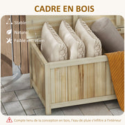 Coffre de rangement jardin en bois 172L avec vérins, pour l'extérieur - 120L x 55l x 45H cm-5