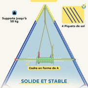 Portique Balançoire Enfants 3-en-1, Balançoire Pliable avec Siège Réglable, Intérieur et Extérieur, Multicolore-5