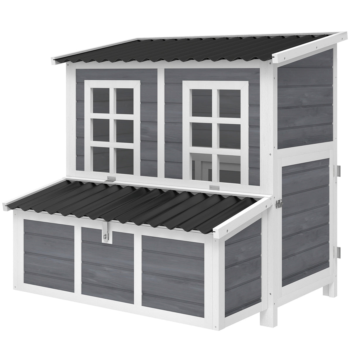 Poulailler XL en bois, nichoir 3 compartiments, 100 x 86 x 100 cm-5