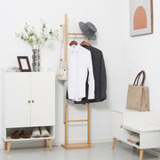 Porte manteau sur pied portant à vêtements, Vestiaire en bois avec 3 tringles et 2 crochets-1