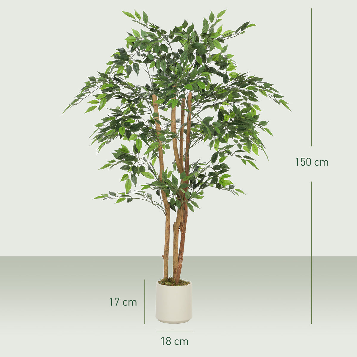 Banian artificiel 150 cm, tronc bois massif, pot inclus-4