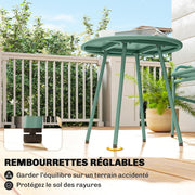 Salon de Jardin Extérieur 3 Pièces en Résine Tressée et Acier, Table de Jardin Ronde avec 2 Chaises, 58x67x75cm, Vert-6