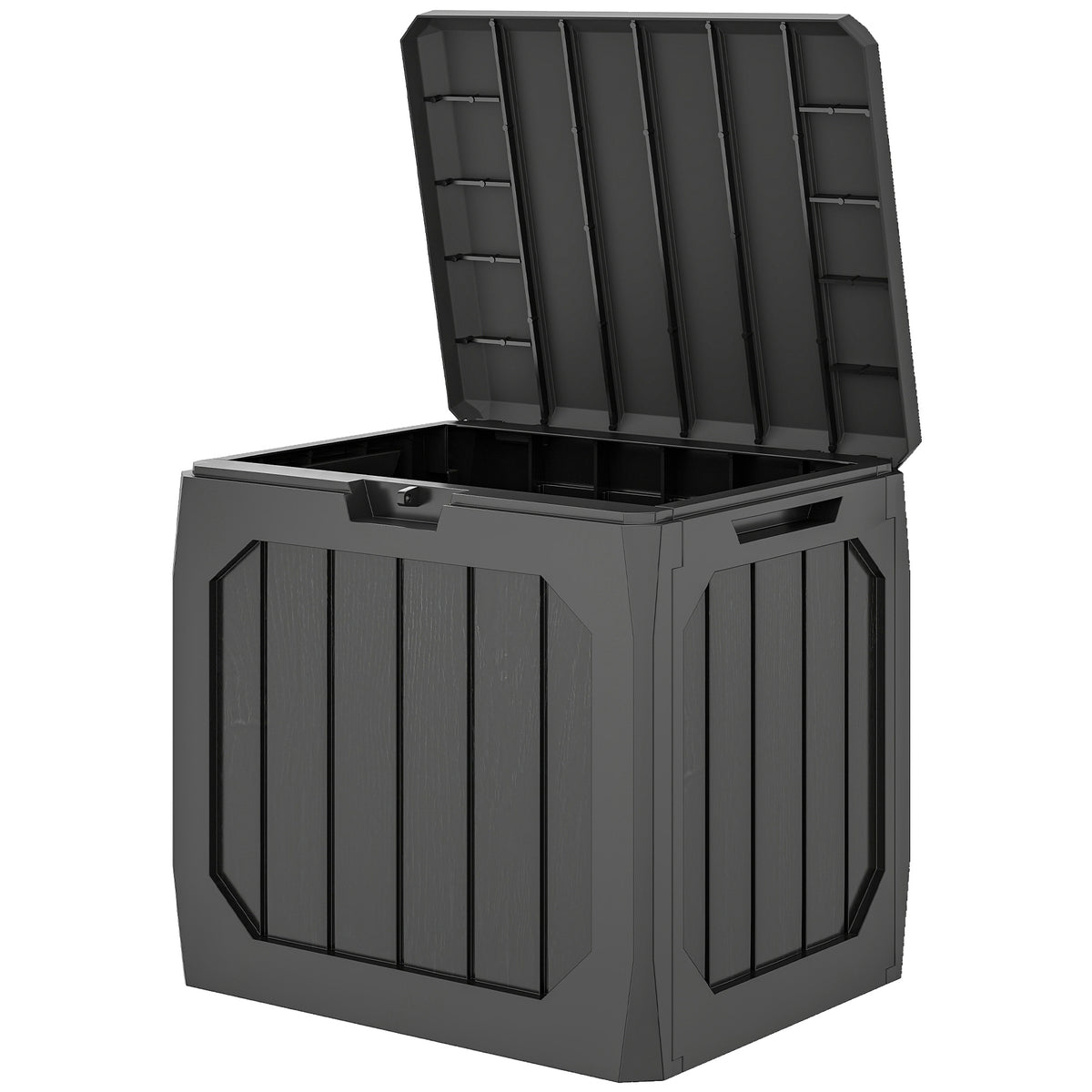 Coffre de rangement exterieur 121L, coffre de jardin avec poignées, conteneur étanche, 56 x 45 x 53 cm, noir-0