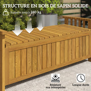 Banc de jardin 2 places en bois avec rangement de 151L banc d'extérieur avec accoudoirs 128,5 x 56 x 53,5 cm marron-5