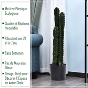 Cactus artificiel grand format 98 cm, coloris vert foncé, épines décoratives, intérieur-2