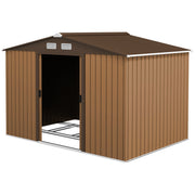 Abri de Jardin 4,9 m² cabane de jardin armoire de jardin Porte coulissante ventilations tôle Acier Jaune-0