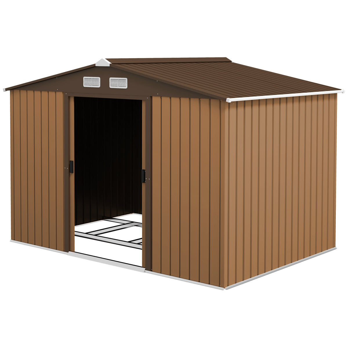 Abri de Jardin 4,9 m² cabane de jardin armoire de jardin Porte coulissante ventilations tôle Acier Jaune-0