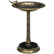 Bain d'oiseaux Abreuvoir, mangeoire pour Oiseaux jardinière 2 en 1 dim. Ø 50 x 72H cm polypropylène Bronze Antique-0