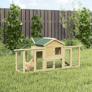 Poulailler clapier modèle chalet multi-équipé : rampes, nichoirs, plateau, en bois massif 204 x 85 x 93 cm bois naturel-7