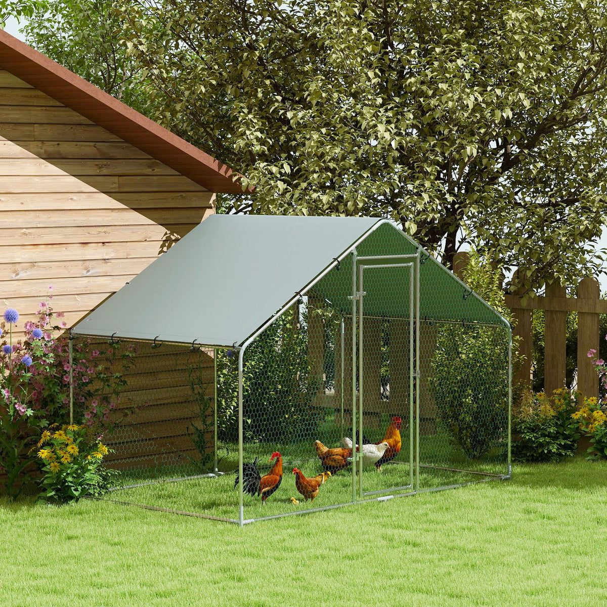 Enclos poulailler en métal, 5,1 m², pour 5 à 8 poules-4