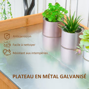 Armoire de jardin sur pied table de rempotage 2 en 1 - table de jardinage double porte, étagère, plateau tôle-4