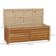 Coffre de rangement extérieur jardin 176L en bois avec poignée, dim. 130L x 50l x 45H cm-2