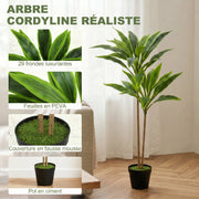 Cordyline artificielle 90 cm, 29 feuilles, pot ciment-8