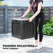 Coffre de rangement exterieur 121L, coffre de jardin avec poignées, conteneur étanche, 56 x 45 x 53 cm, noir-4