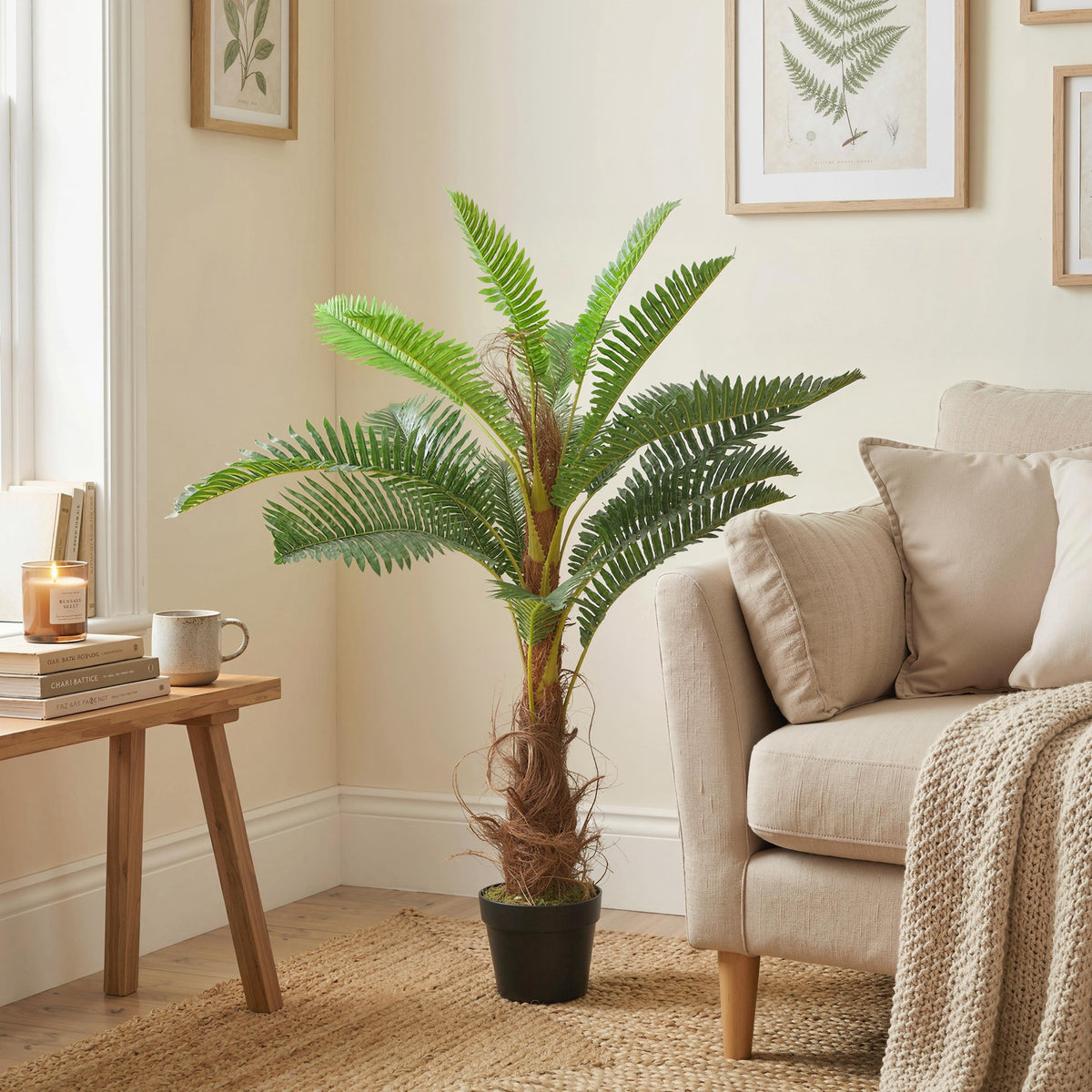 Palmier Artificiel palmier 100 cm avec 21 Feuilles en PEVA, Plante Décorative avec Pot en Plastique, Vert-1