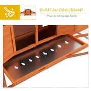 Clapier cage à lapins rongeurs poulailler XXL 2 étages 2 enclos tiroir déjection 2,25L x 0,70l x 1H m bois massif pin-5