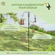 Mangeoire à oiseaux station d'alimentation décorative pour oiseaux station d'alimentation pour oiseaux sauvages avec 4 crochets 54,5 x 54,5 x 208 cm noir-3