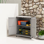 Armoire de jardin en Bois Extérieur, armoire de rangement de Jardin avec Plan de Travail acier galvanisé 79x43x92cm gris-7
