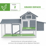 Petit poulailler cottage sur pied en bois, blanc-5