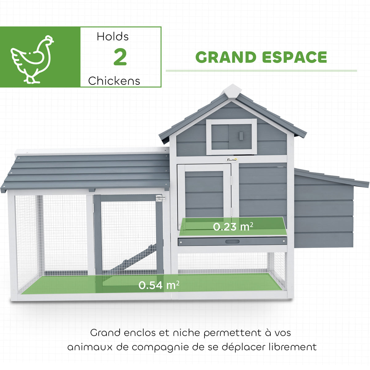 Petit poulailler cottage sur pied en bois, blanc-5
