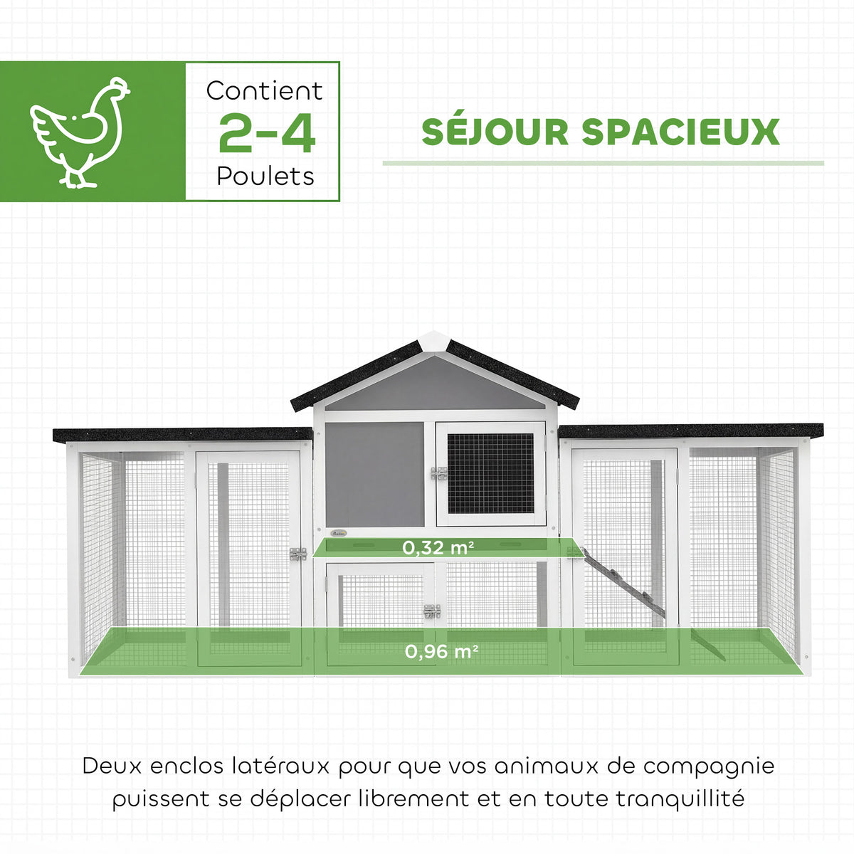 Poulailler chalet en bois massif, 204 x 85 x 93 cm, gris-4