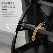 Ensembles 3 en 1 de meuble d'entrée vestiaire avec panneau porte-manteau, miroir et banc à chaussures noir-5