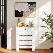 Couvercle de radiateur cache radiateur grille à lattes horizontales avec 2 tiroirs en bois 78l x 19P x 95,5H cm blanc-7