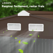 Abri de Jardin 4,9 m² cabane de jardin armoire de jardin Porte coulissante ventilations tôle Acier Jaune-7