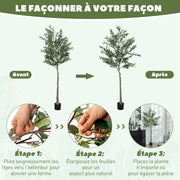Olivier artificiel 180 cm plante artificielle intérieur, décoration pour maison, bureau, salon, chambre-5
